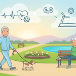 A medical illustration contrasting a dialysis treatment with a smiling patient exercising, highlighting how Physical Activity for Hemodialysis Patients builds cardiac fitness and confidence.